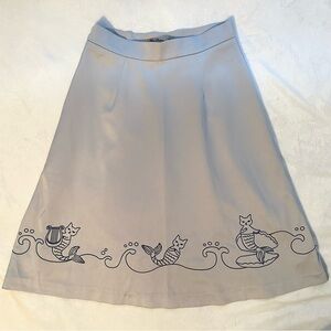 Miss Patina Mermaid Cat Silver Blue Knee Length Full A-line Skirt S MerCat Ariel